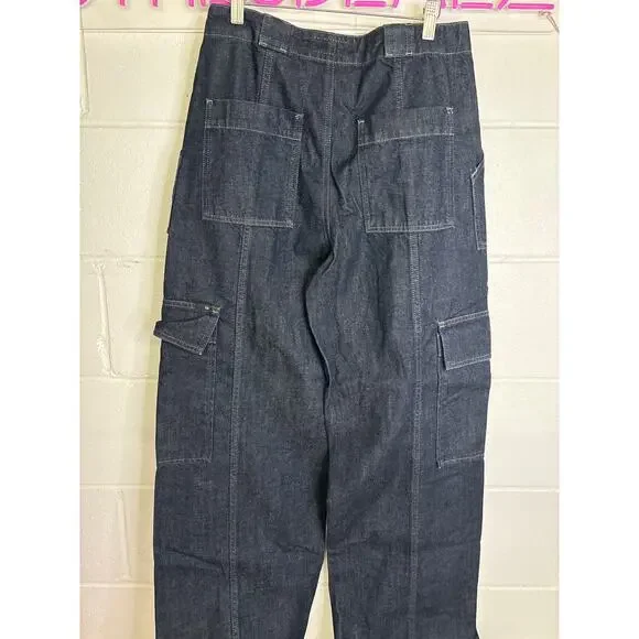 New AG Adriano Goldschmied x EmRata Amia High Rise Wide Leg Cargo Jeans 32 (14) - Picture 6 of 7